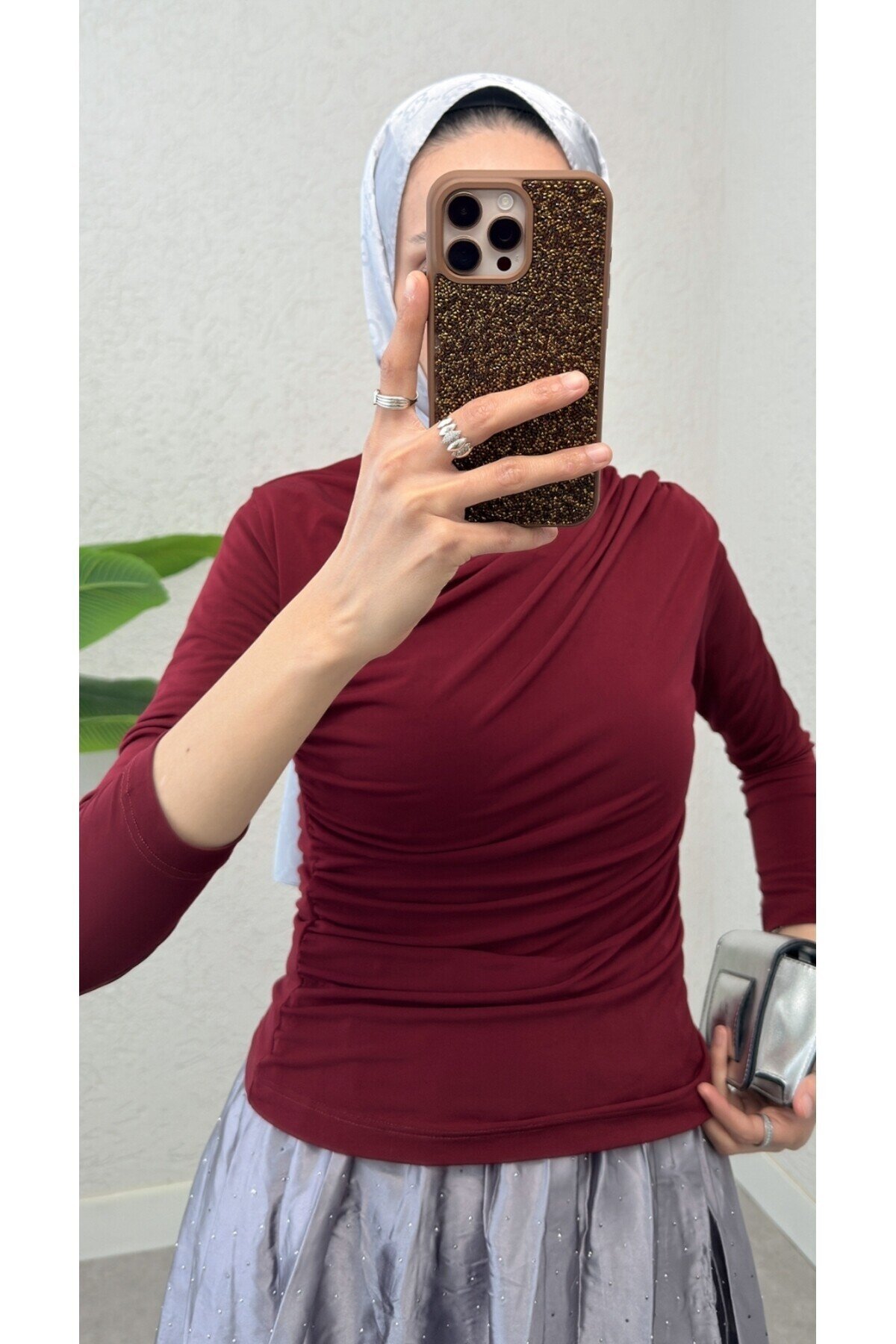 Kadın Büzgülü Dik Yaka Candy Bluz -0160