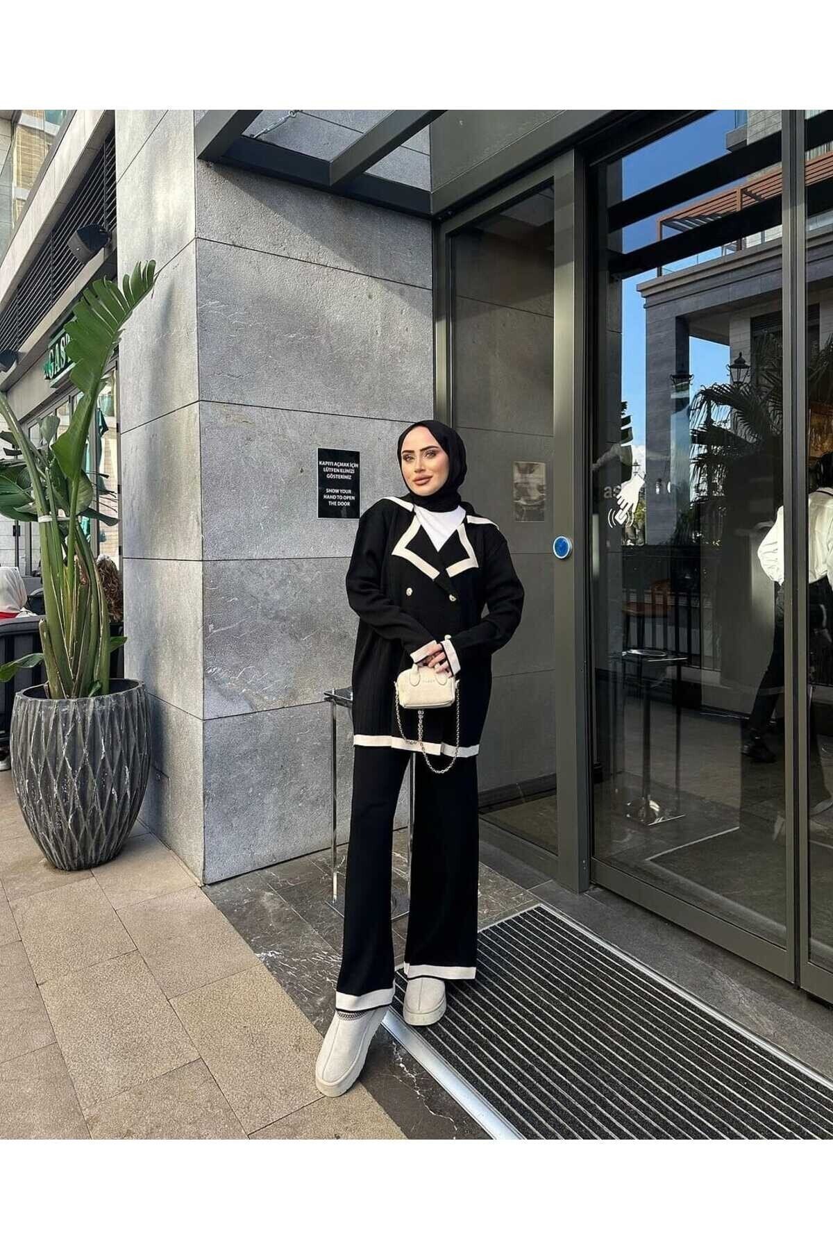 Kadın Ceket Detaylı Triko Takım