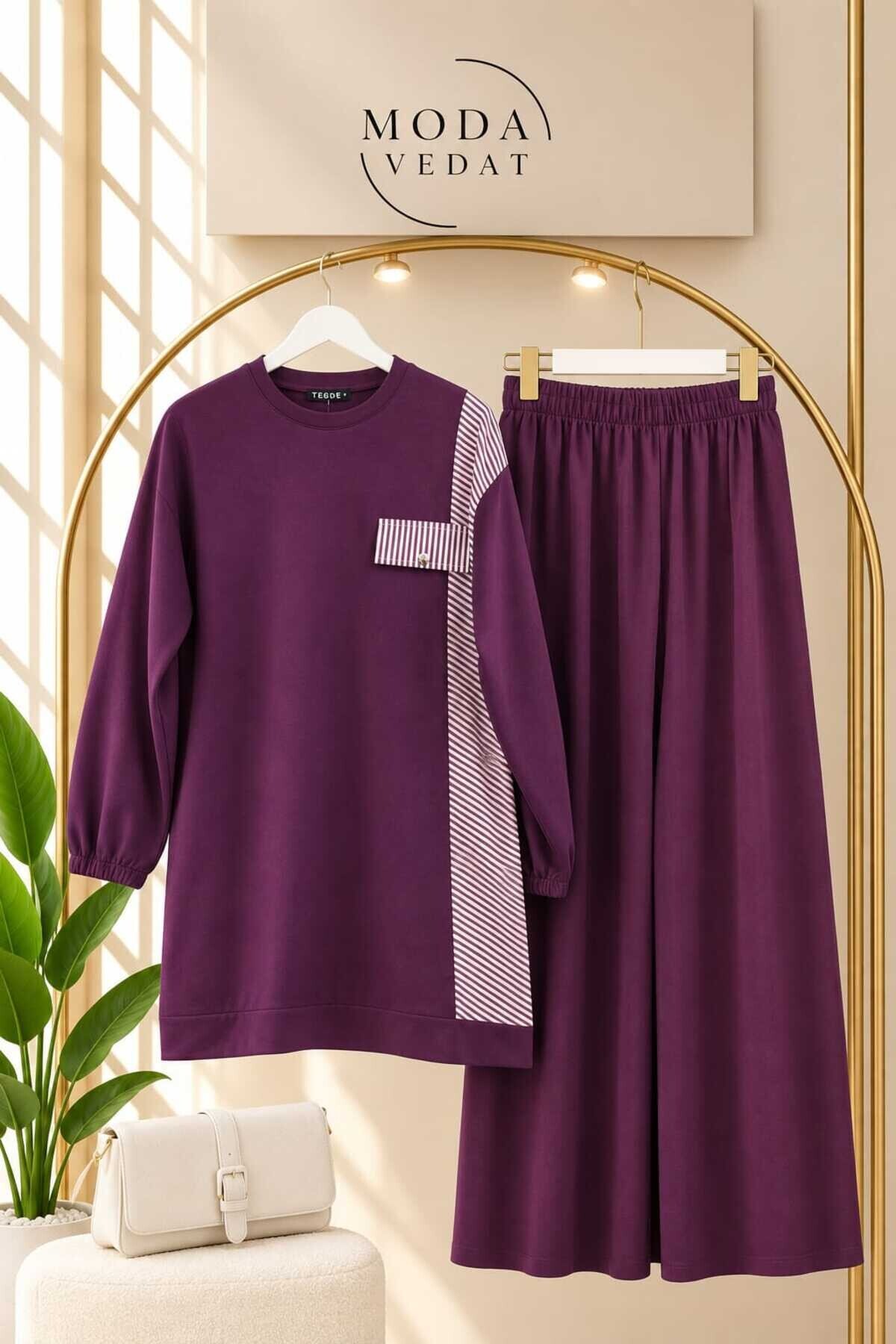 Kadın Çizgi Detaylı Pantolon Takım -0650