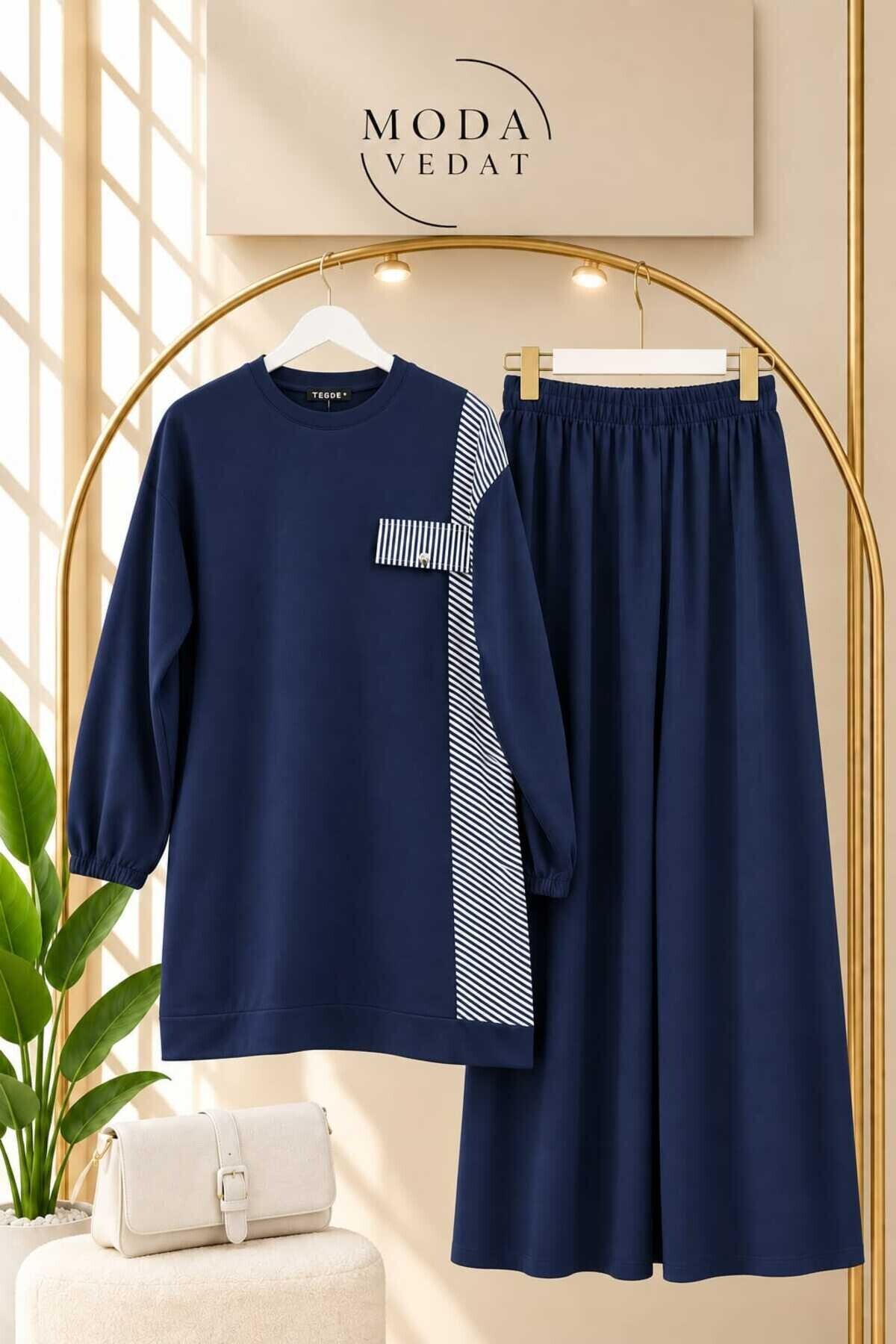 Kadın Çizgi Detaylı Pantolon Takım -0650