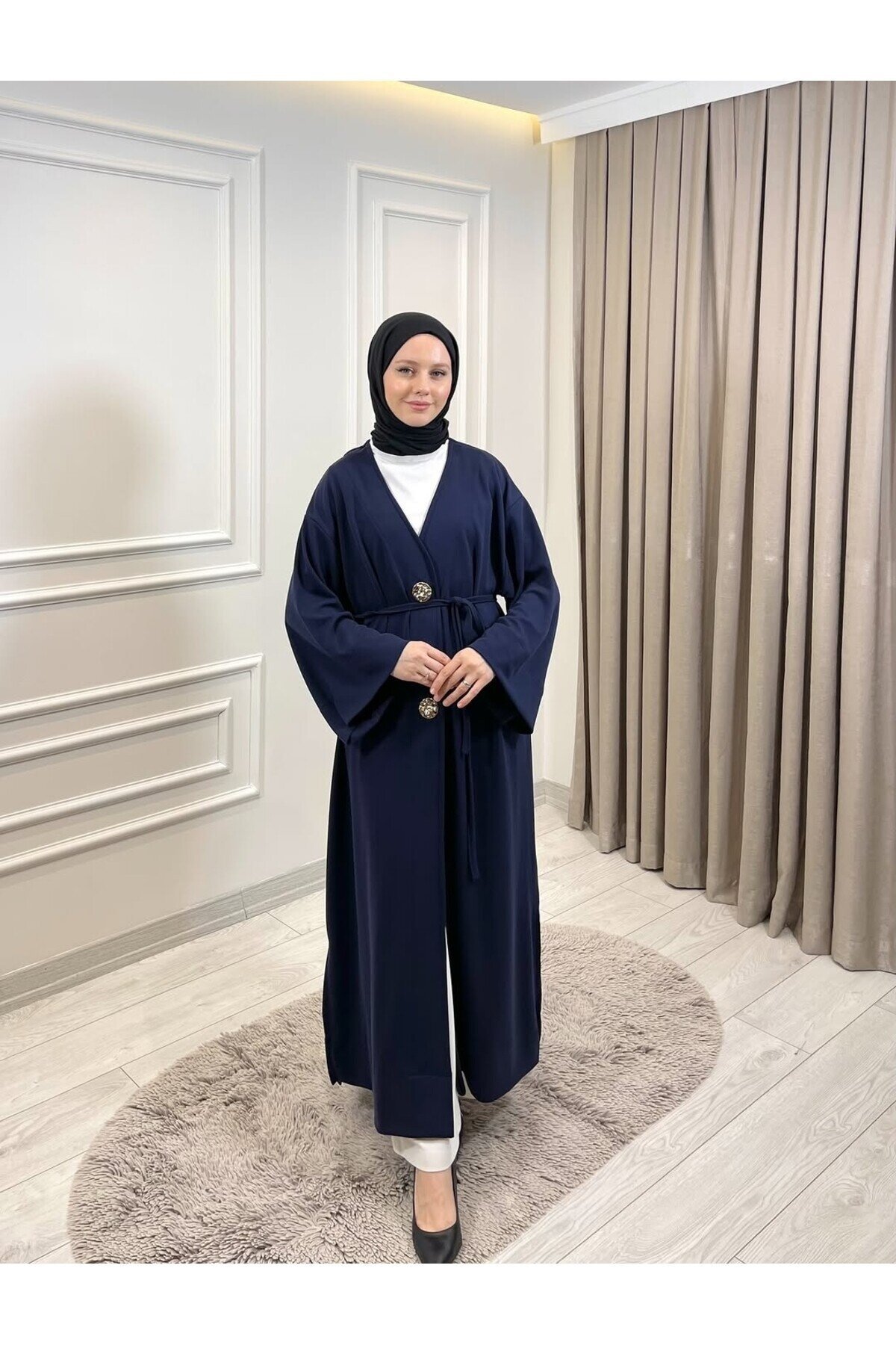 Kadın Düğme Detaylı Bel İpli Uzun Tunik -0600 (SM 38-42 / LXL 44-46 )