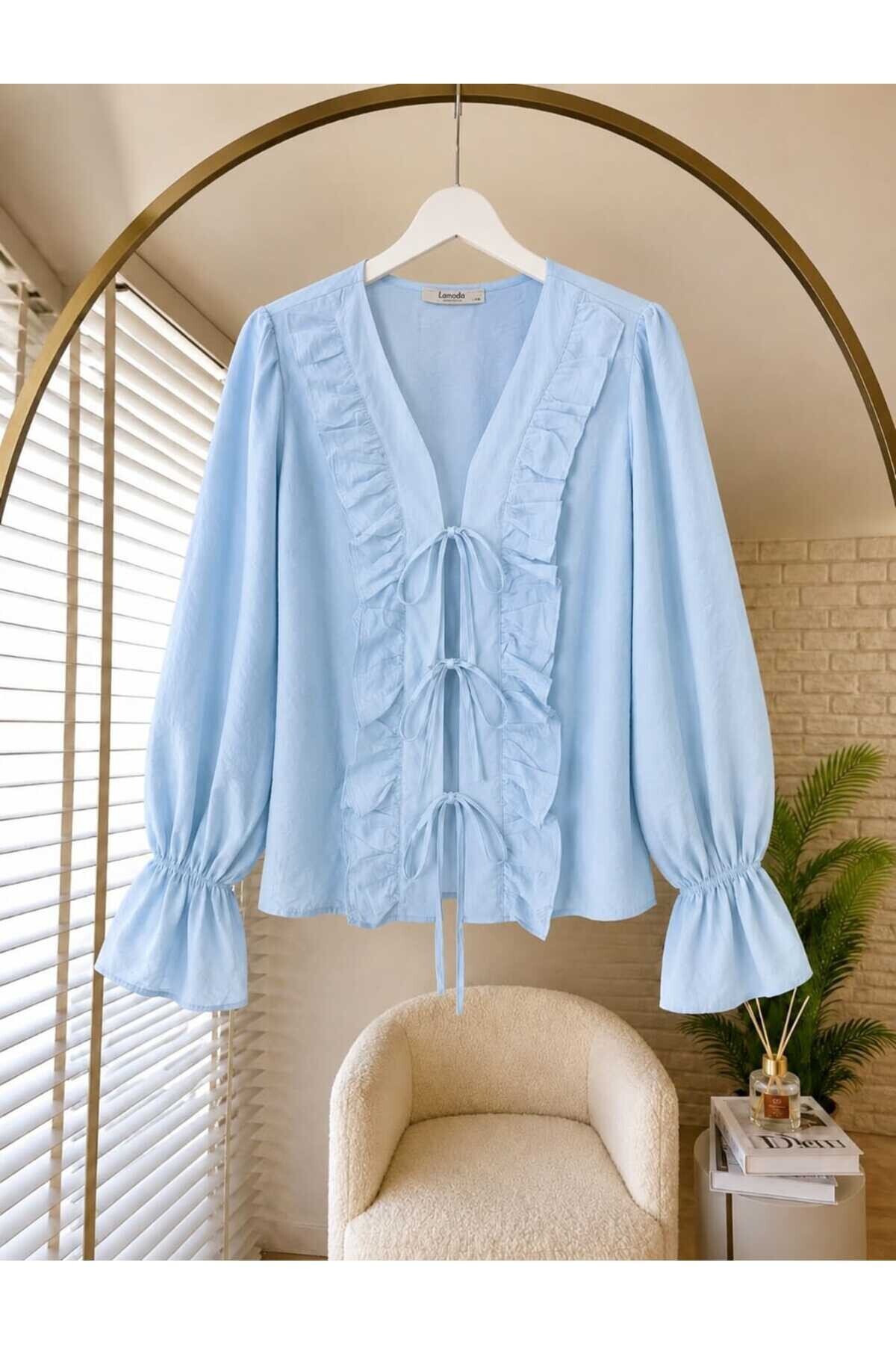 Kadın Fırfır Detaylı Bilek Lastikli Kimono -0390