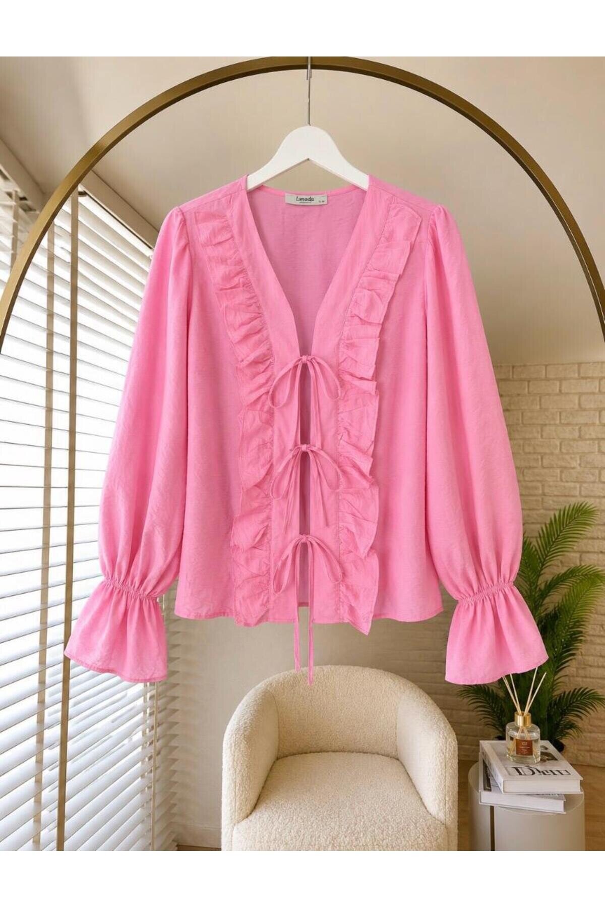 Kadın Fırfır Detaylı Bilek Lastikli Kimono -0390