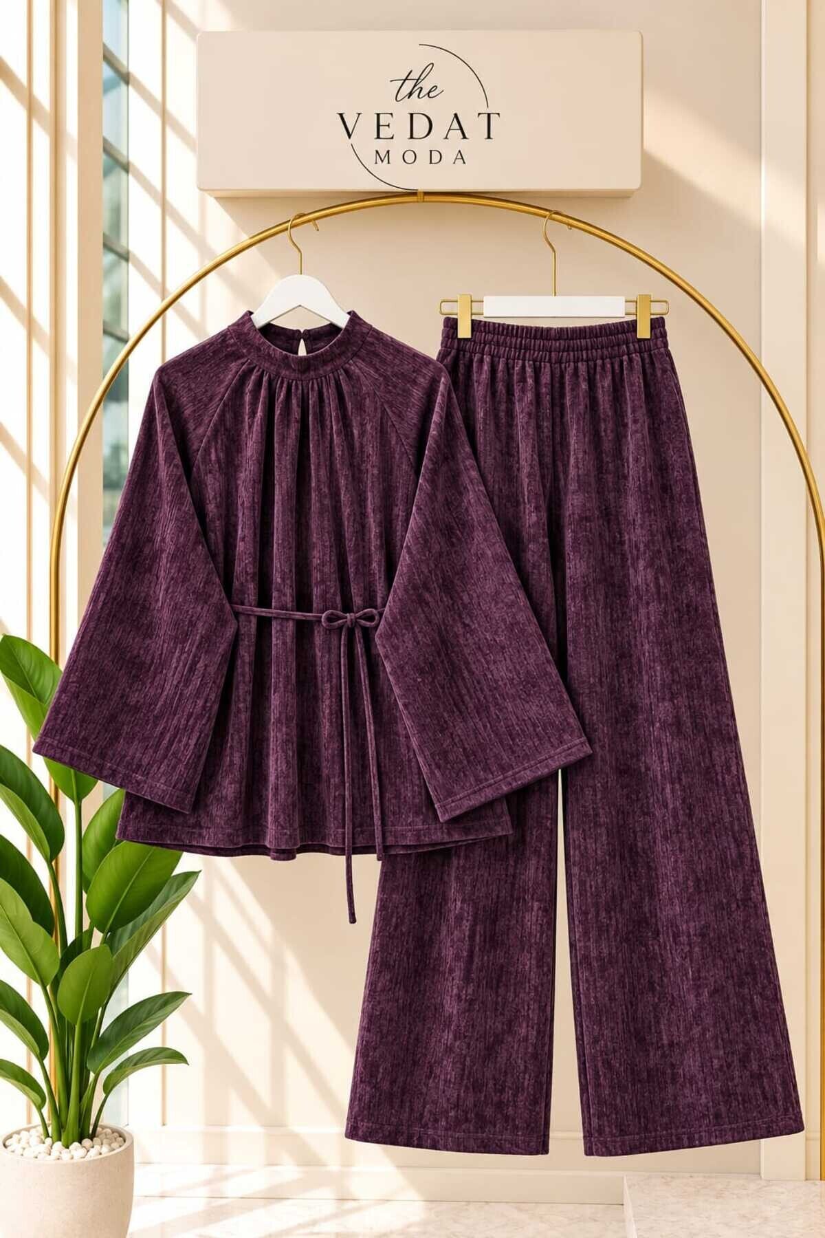 Kadın Fitilli Kadife Kumaş Pantolon Takım -0550