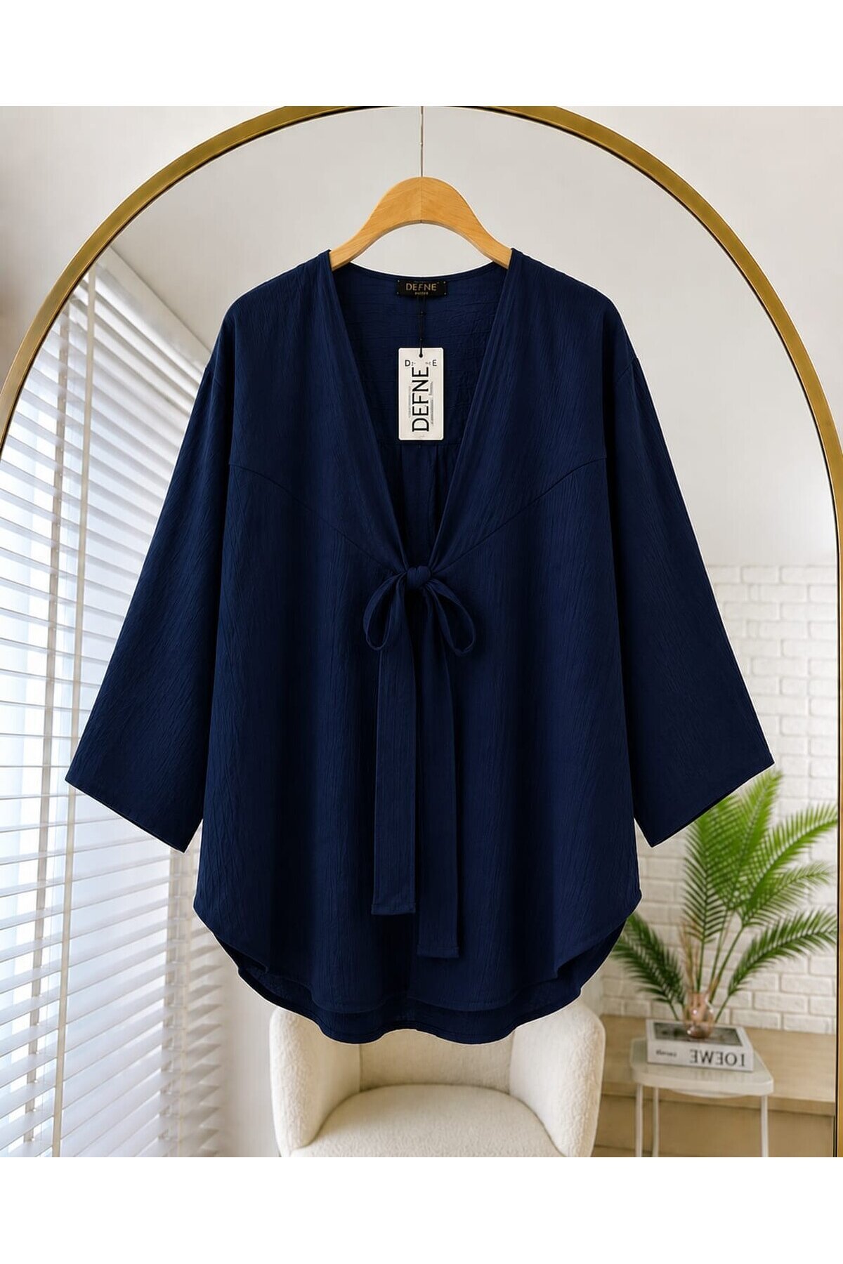 Kadın Ön Fiyonk Bağlamlı Çilek Kumaş Kimono -0350