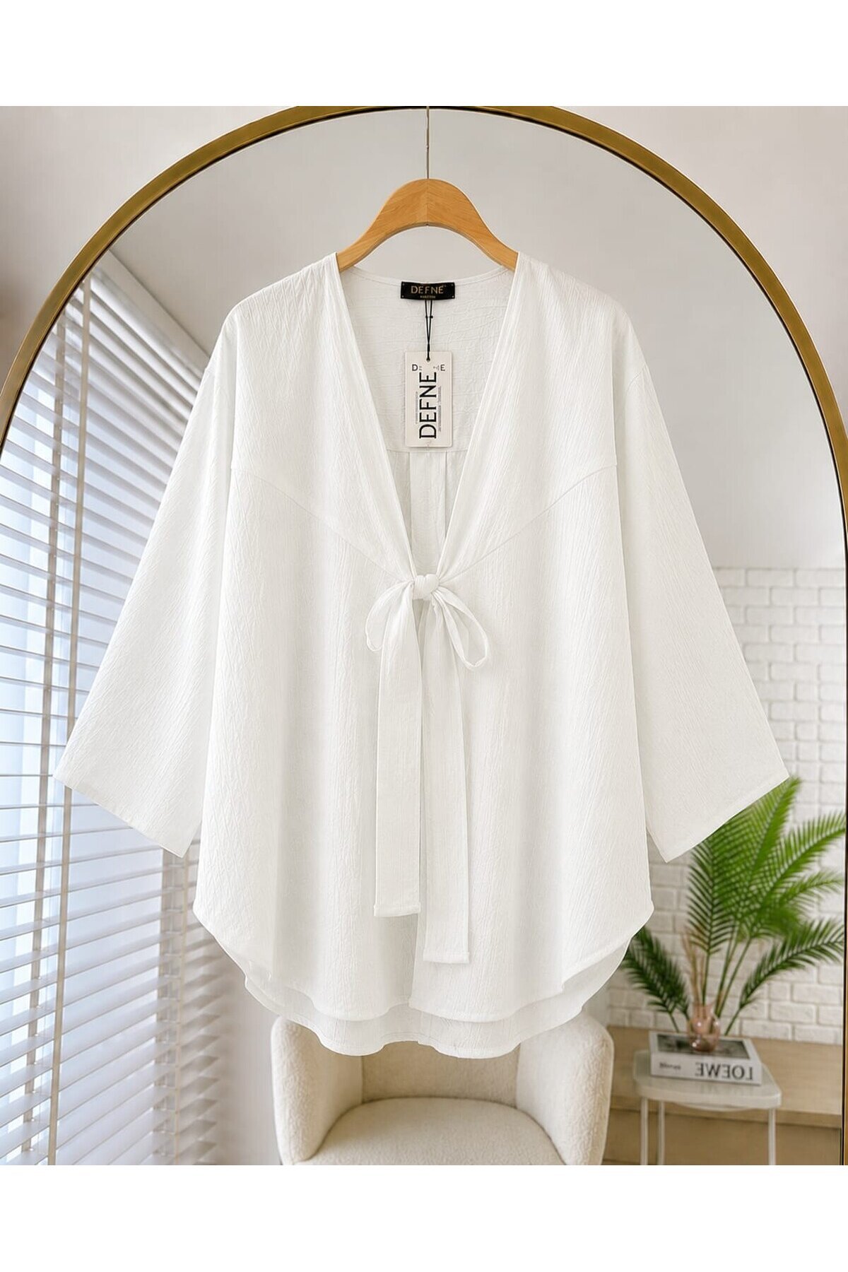 Kadın Önden Bağlamlı Çilek Kumaş Kimono -0325
