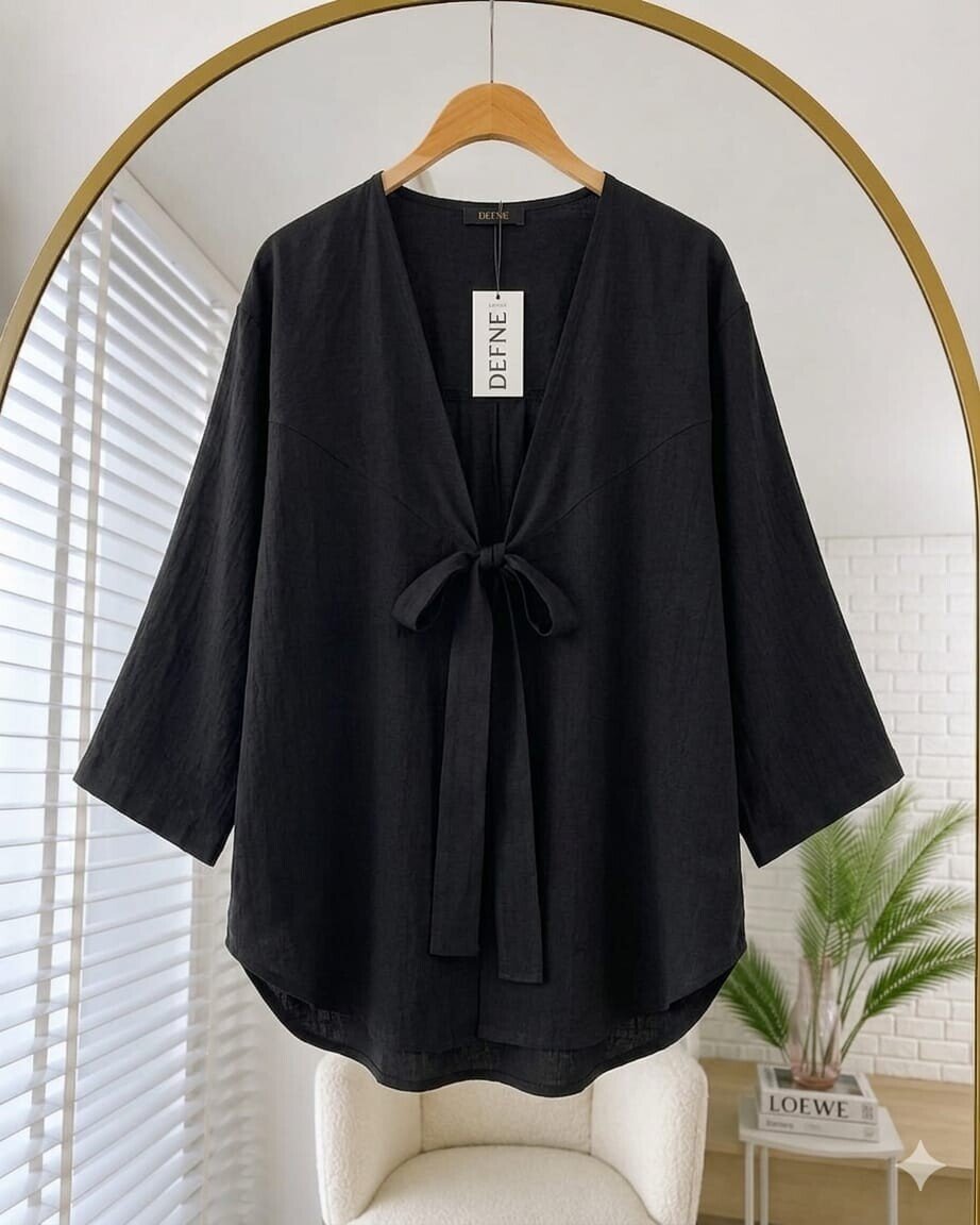 Kadın Önden Bağlamlı Çilek Kumaş Kimono -0325