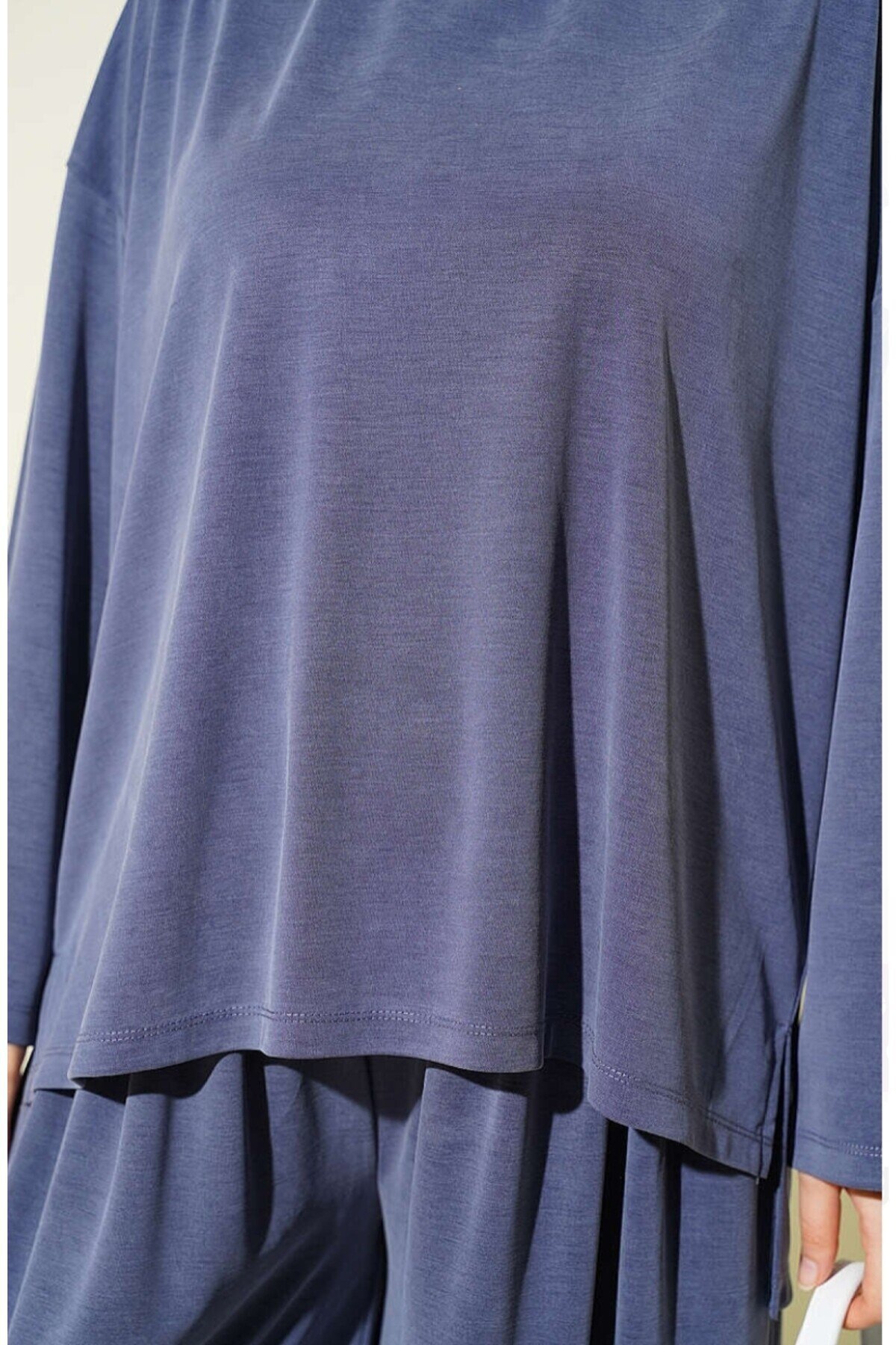 Kadın Pike Kumaş Bol Pantolon Detaylı Takım -0950