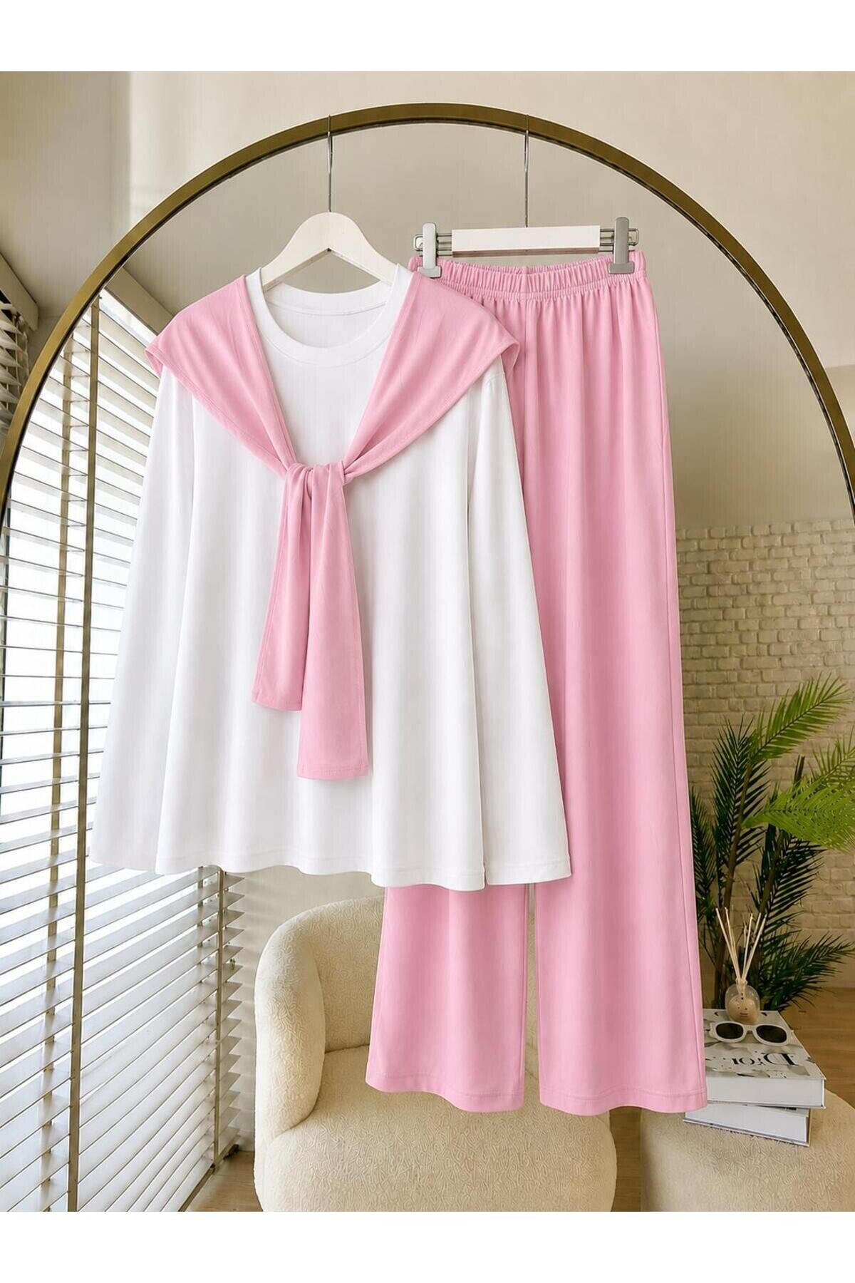 Kadın Şal Detaylı Pantolon Takım -0575