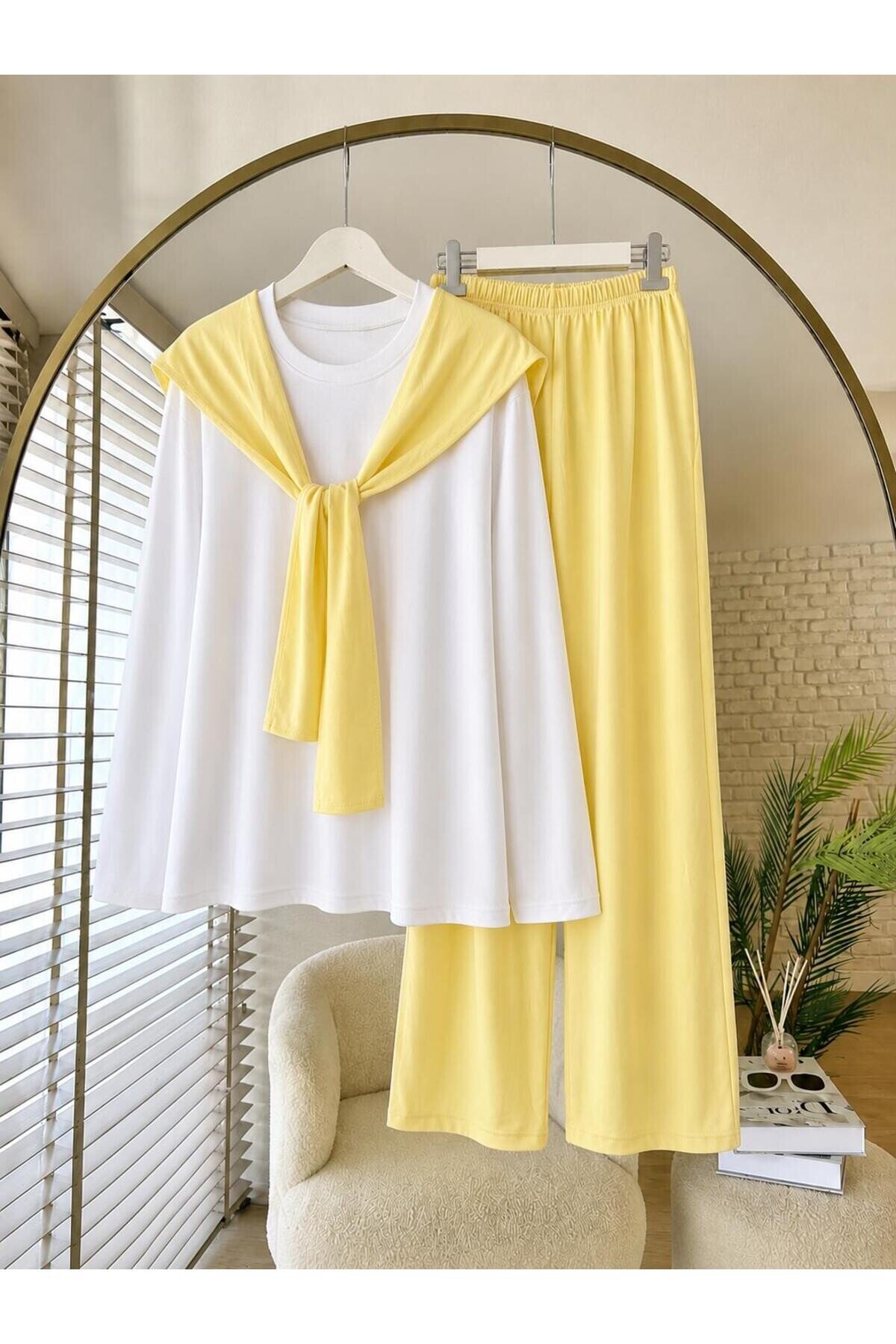 Kadın Şal Detaylı Pantolon Takım -0575