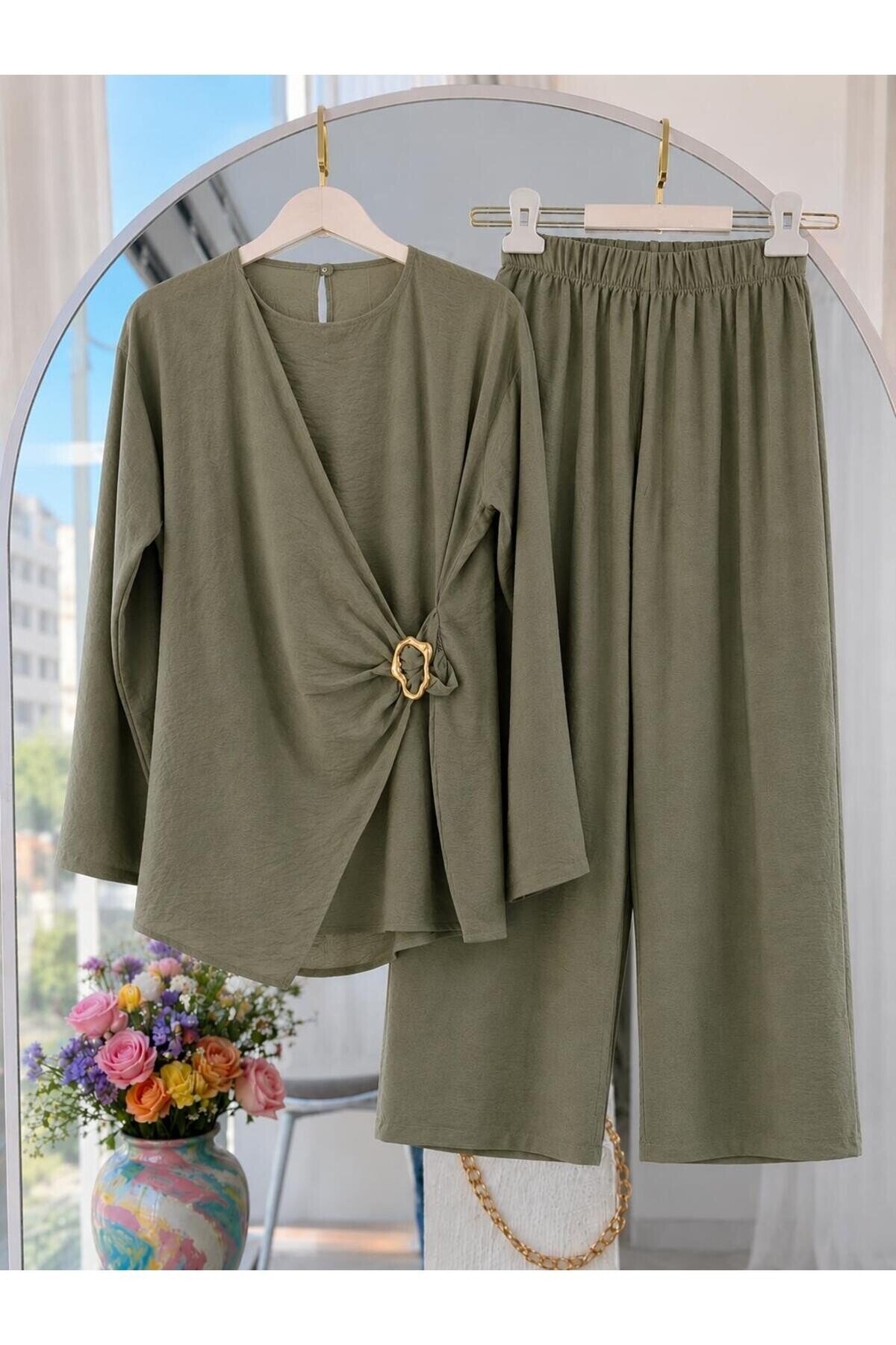 Kadın Toka Detaylı Pantolon Takım -0550