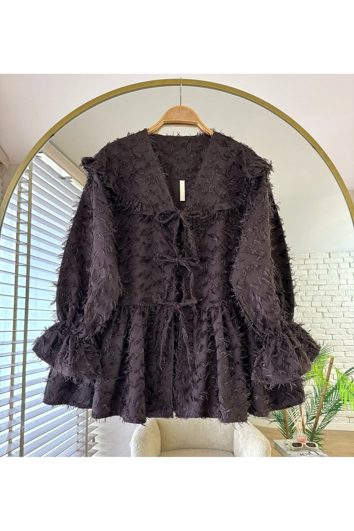 Kadın Tüy Detaylı Önden Bağlamalı Kimono -0450