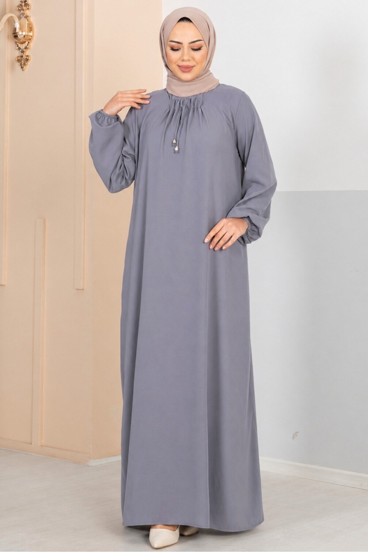 Kadın Yakası İpli Ayrobin Elbise -0350