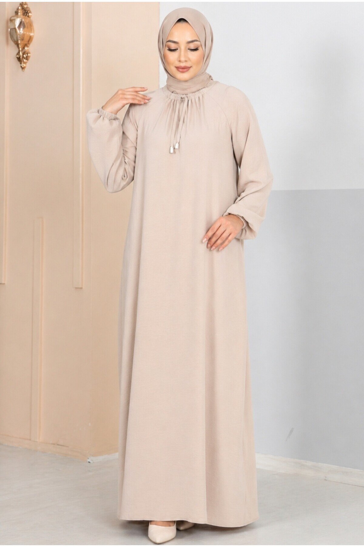 Kadın Yakası İpli Ayrobin Elbise -0350