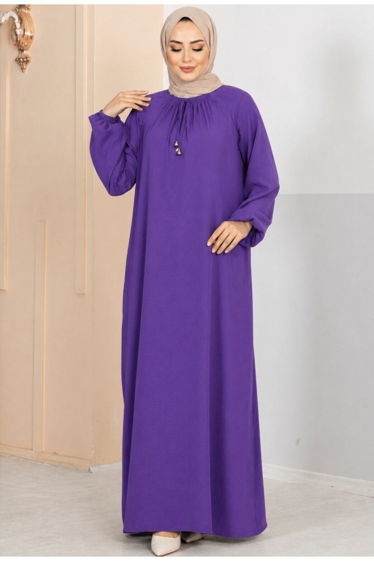 Kadın Yakası İpli Ayrobin Elbise -0350