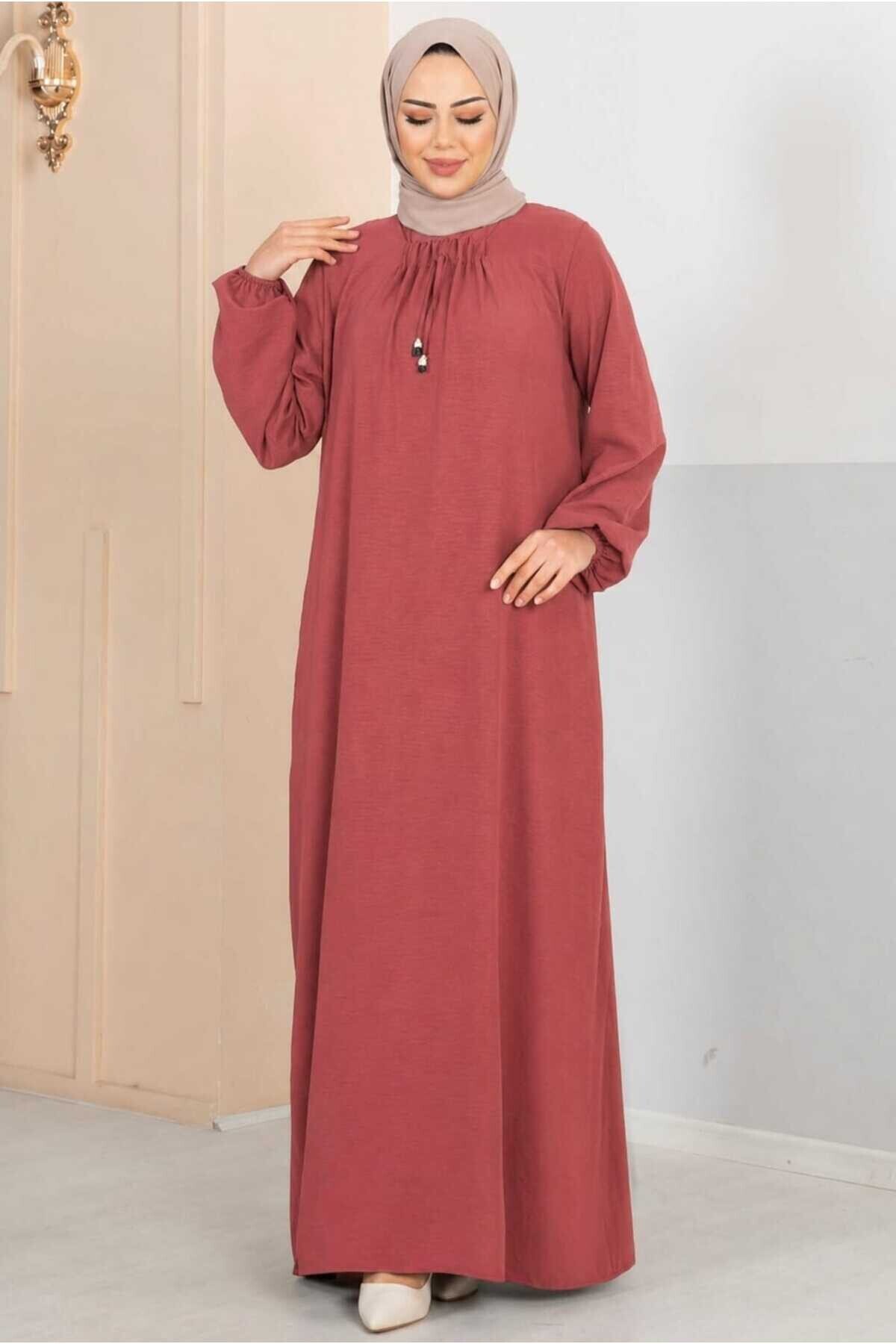 Kadın Yakası İpli Ayrobin Elbise -0350