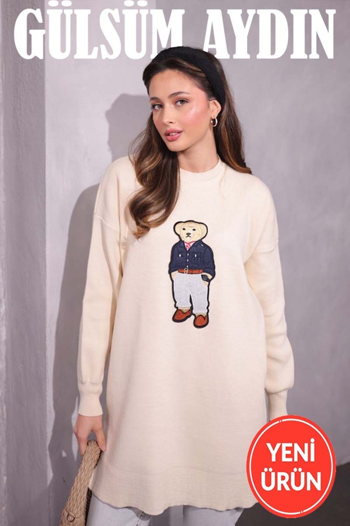 Teddy Ayıcıklı Triko Tunik Kazak