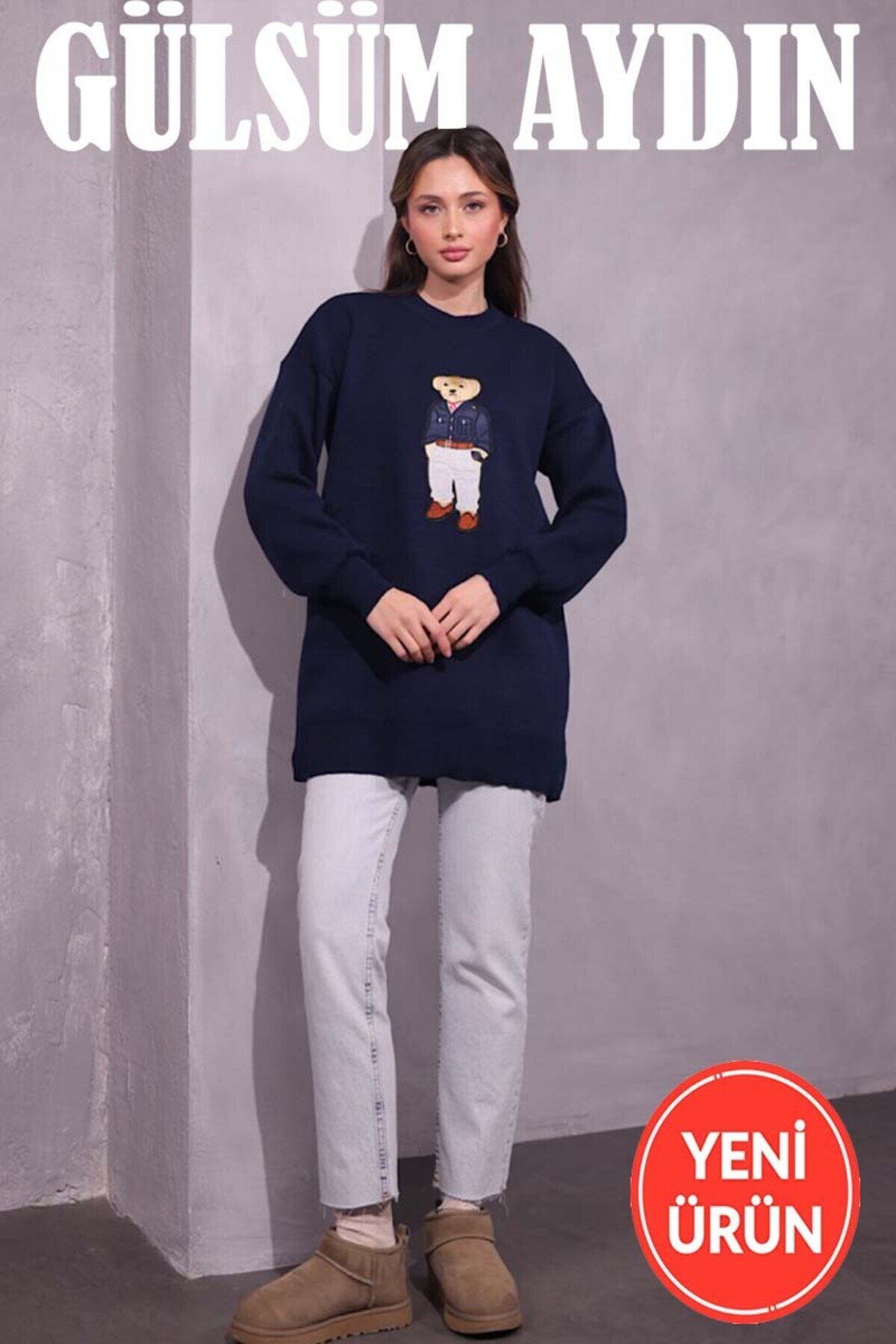 Teddy Ayıcıklı Triko Tunik Kazak