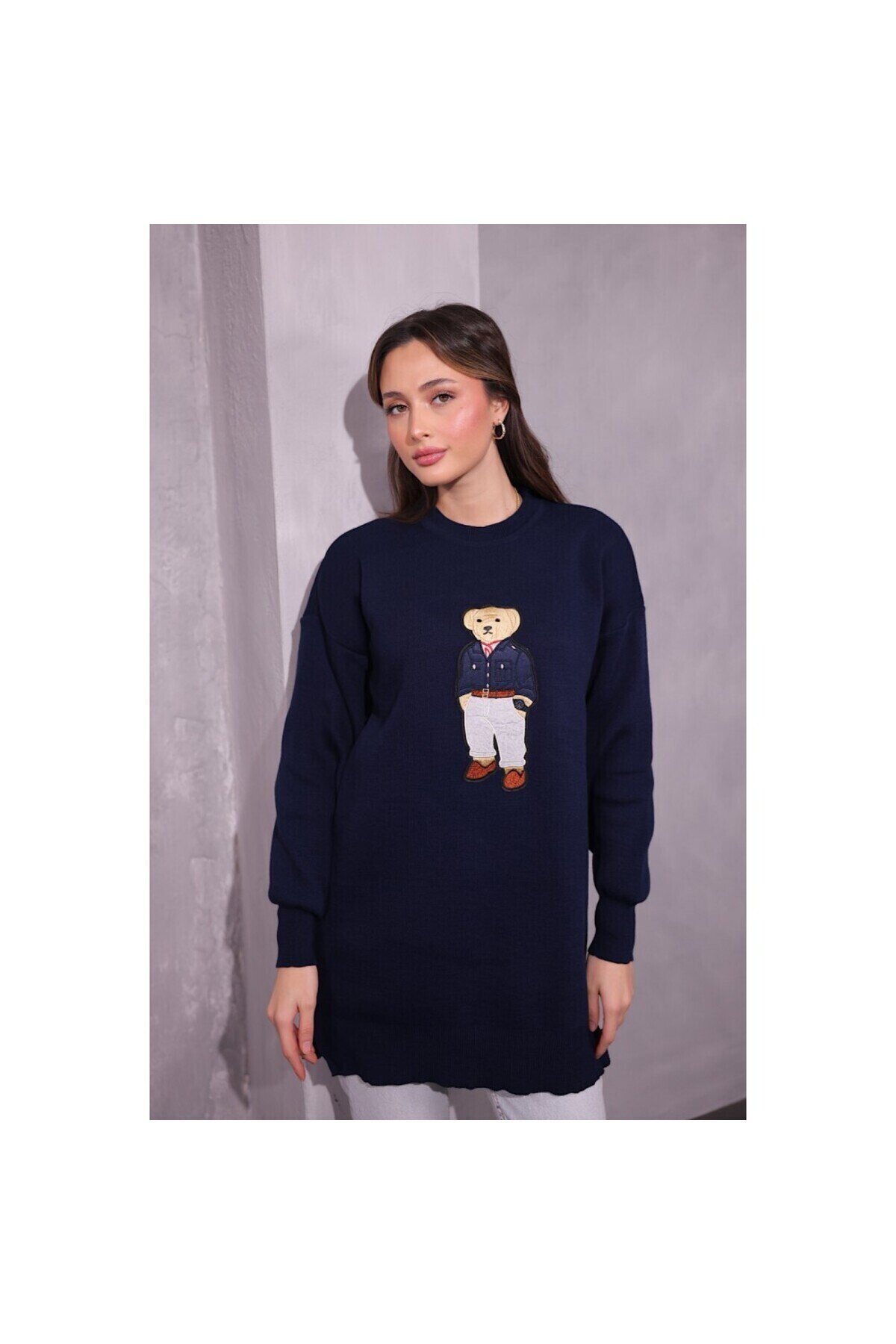 Teddy Ayıcıklı Triko Tunik Kazak