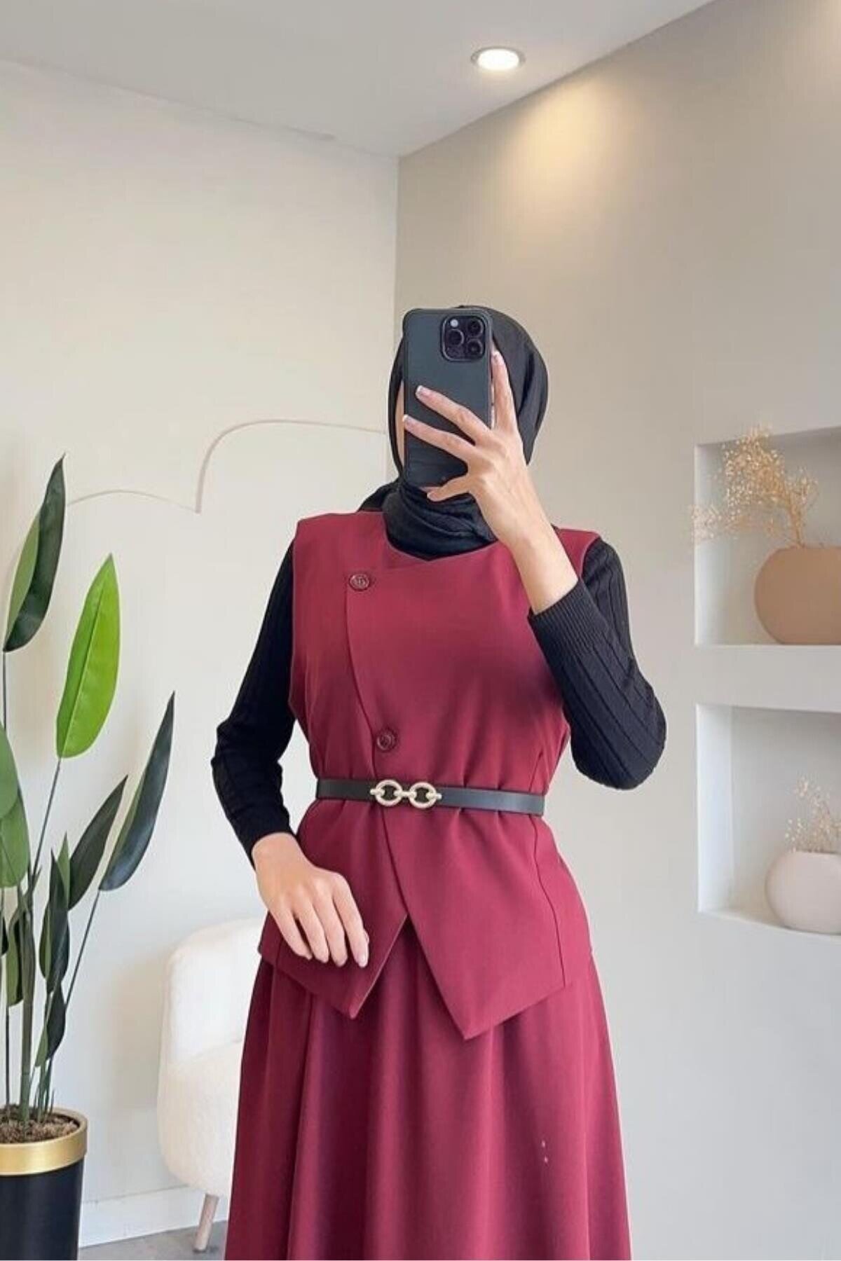 Yelekli Etekli  Takım 51007 Bordo