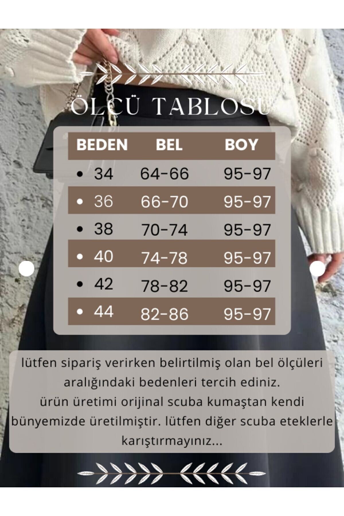 Kadın Scuba Kumaş Puf Kloş Tesettür Etek