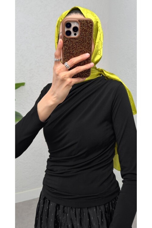 Kadın Büzgülü Dik Yaka Candy Bluz -0160