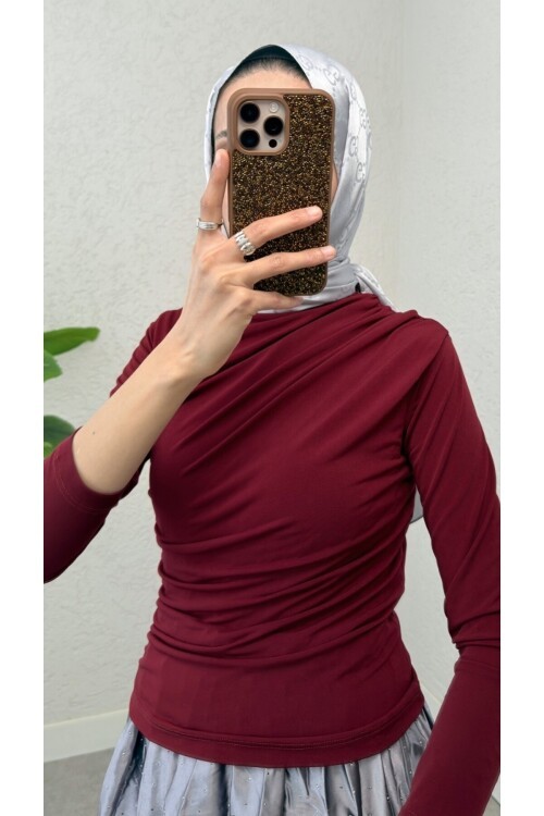 Kadın Büzgülü Dik Yaka Candy Bluz -0160
