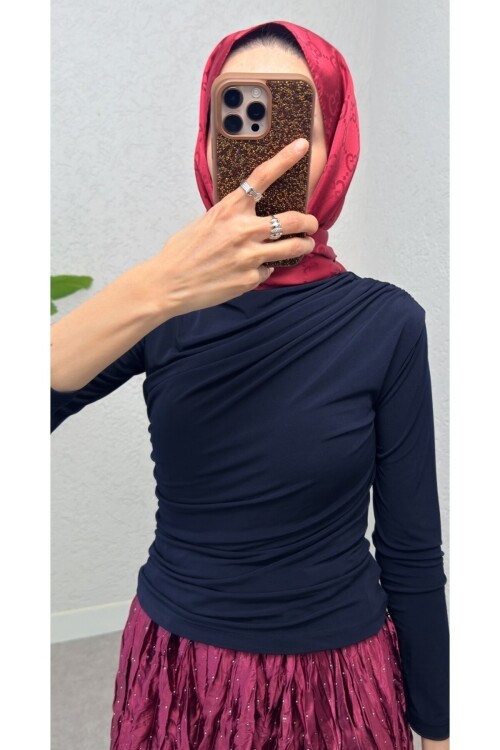 Kadın Büzgülü Dik Yaka Candy Bluz -0160
