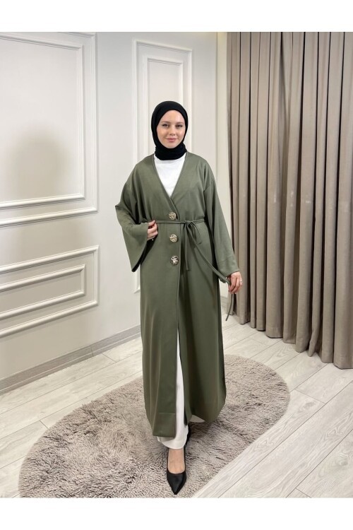 Kadın Düğme Detaylı Bel İpli Uzun Tunik -0600 (SM 38-42 / LXL 44-46 )