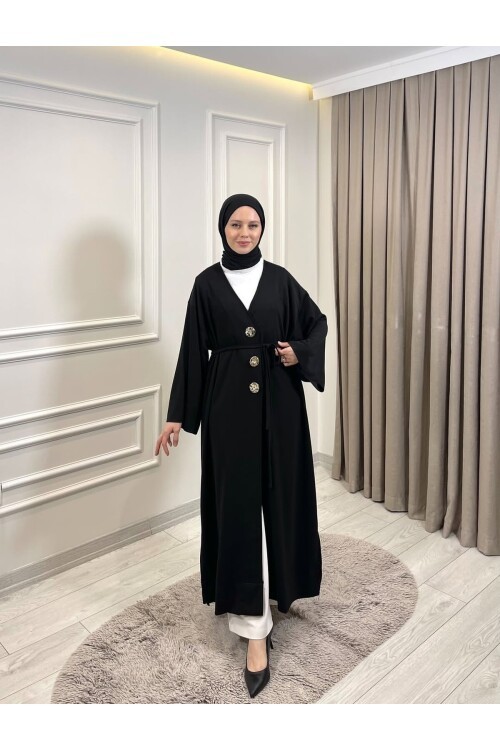 Kadın Düğme Detaylı Bel İpli Uzun Tunik -0600 (SM 38-42 / LXL 44-46 )