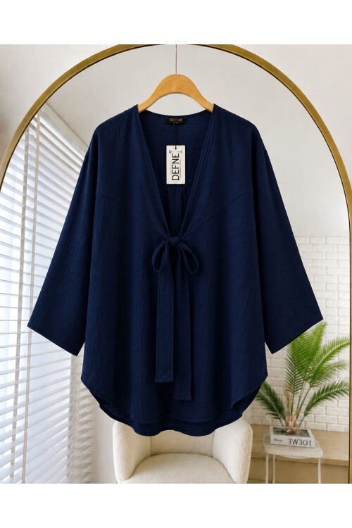 Kadın Önden Bağlamlı Çilek Kumaş Kimono -0325