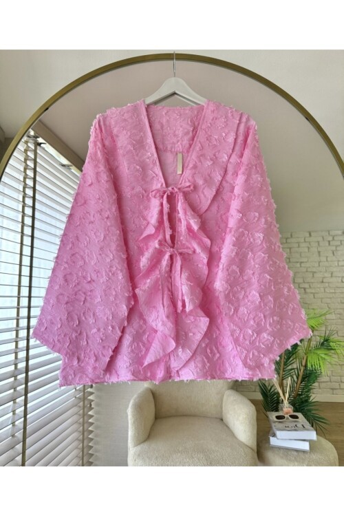 Kadın Önü Fırfırlı Püsküllü Kimono -0450