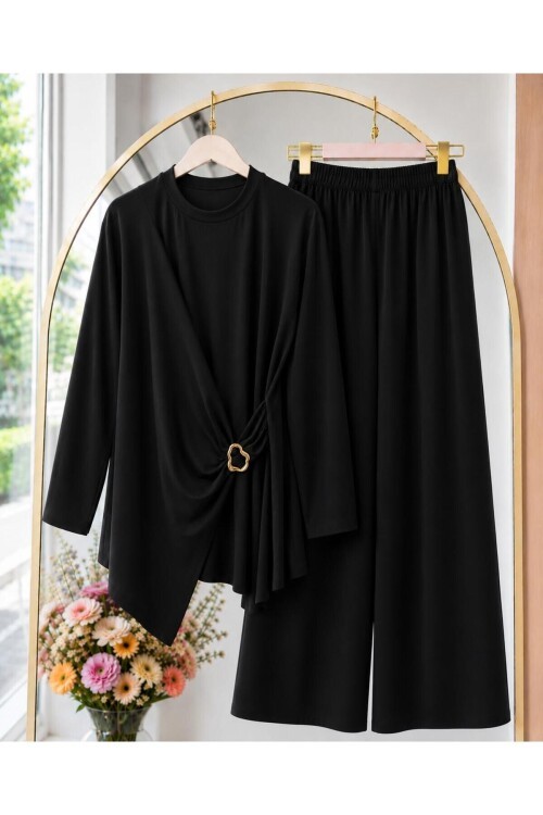 Kadın Toka Detaylı Candy Kumaş Pantolon Takım -0450