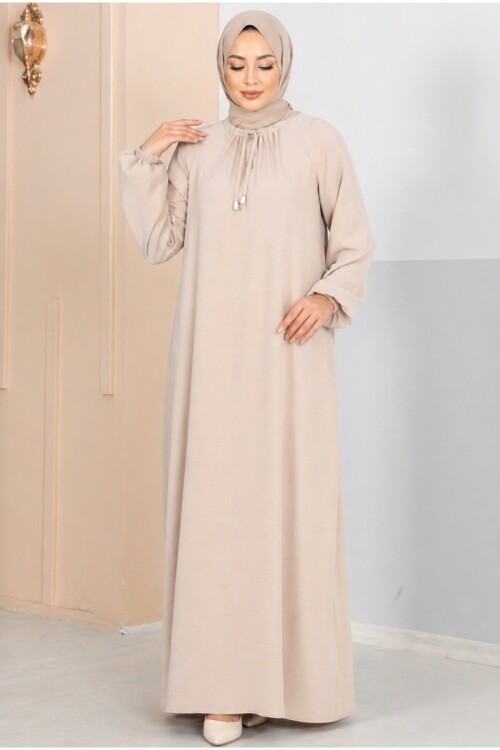 Kadın Yakası İpli Ayrobin Elbise -0350