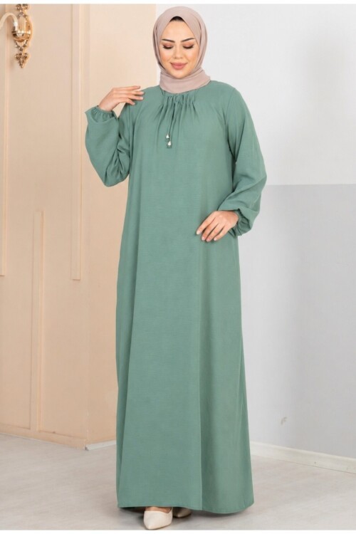 Kadın Yakası İpli Ayrobin Elbise -0350