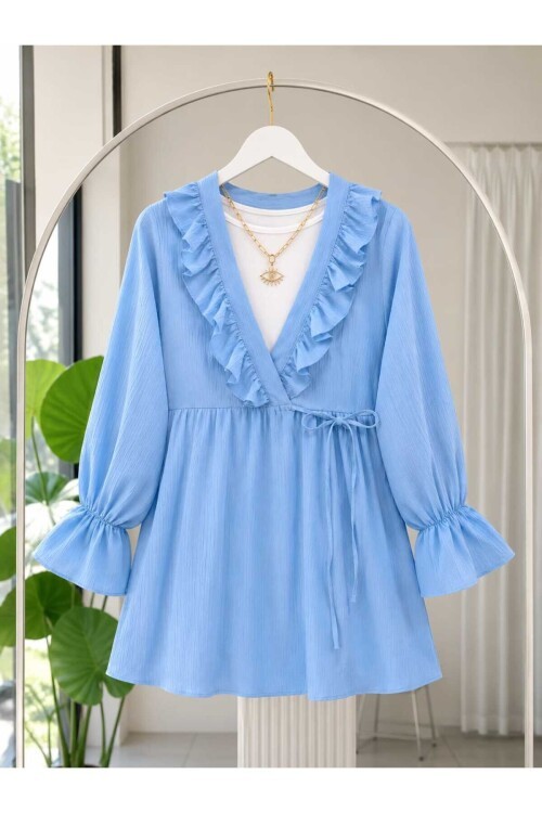Yaka Fırfırlı Yan İp Bağlamalı Kimono -5066
