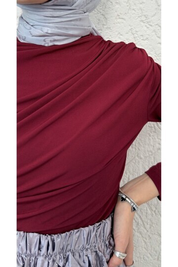 Kadın Büzgülü Dik Yaka Candy Bluz -0160