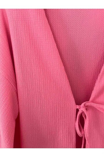 Önü Bağlamalı Kimono Tunik / Pembe