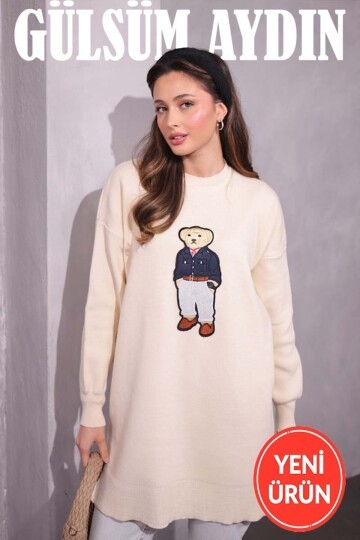 Teddy Ayıcıklı Triko Tunik Kazak