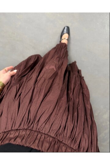 KIRIŞIK KUMAŞ KRAŞ MAXİ BOY ETEK YENİ SEZON